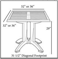 Picture of Grosfillex Winston 36” Square Pedestal Table