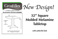 Picture of Grosfillex 32” Square Use Ped. Base 2000 or Alum. Tilt Top Base 200 or Bar Height Tulip Table Base or Alum. Central Base without umbrella hole