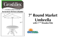 Picture of Grosfillex 7' Wooden Market Umbrella w/ 1" pole