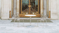 Picture of Ice Werzalit Top Round Dining Table with Transparent Base 24 inch