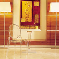 Picture of Ice Werzalit Top Square Dining Table with Transparent Base 28 inch