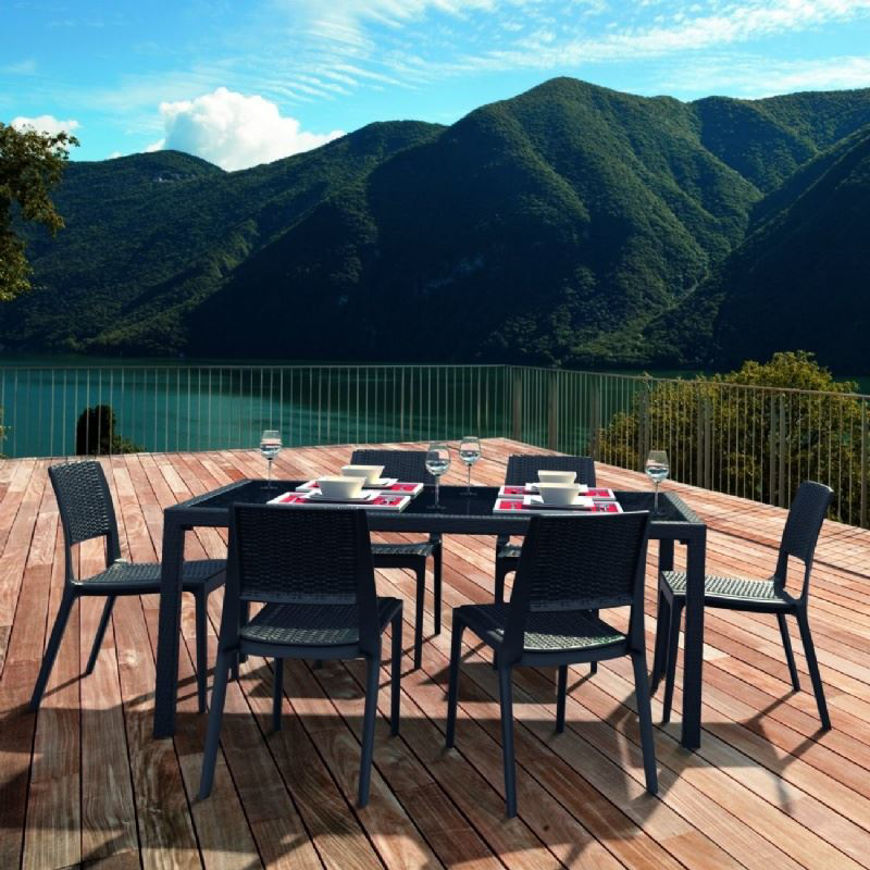 Picture of Miami Wickerlook Rectangle Dining Set 7 Piece with Side Chairs