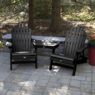 Picture of 2 Hamilton Folding &amp; Reclining Adirondack Chairs with 1 Adirondack Tete-a-Tete Connecting Table