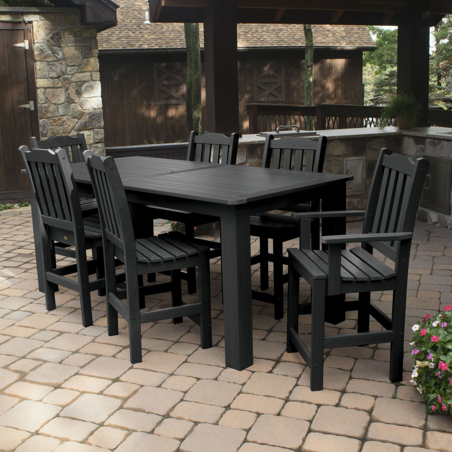 Buy Lehigh 7pc Rectangular Outdoor Dining Set 42in x 84in Counter