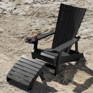 Picture of Manhattan Beach Adirondack Chair with Wine Glass Holder and Folding Adirondack Ottoman