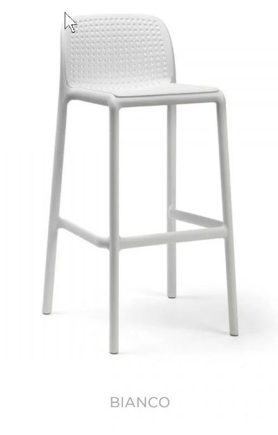 Picture of Nardi Lido Fiberglass Resin White Stackable Outdoor Patio Bar Stool x 4