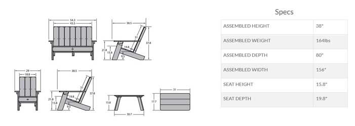 Barcelona Modern Adirondack Conversation Set